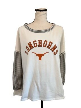 Game Day Couture Texas Longhorns Top Womens L Striped Sleeve Graphic Shirt NCAA